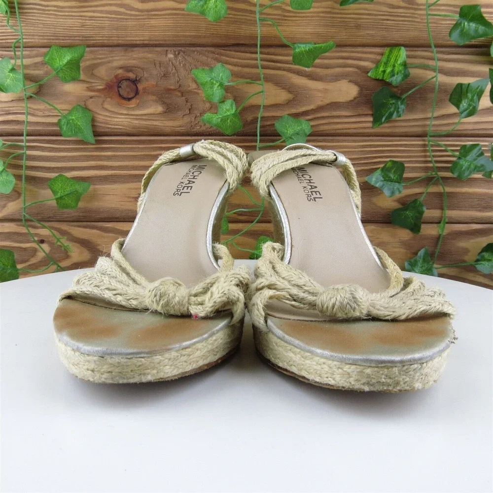 Michael Kors Size 7.5 M‎ Women Sandal Ankle Strap Brown Fabic